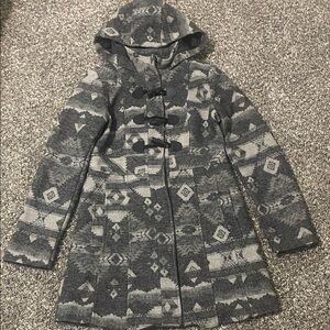 Paris Blues Charcoal and Light Gray Hooded Trench Coat